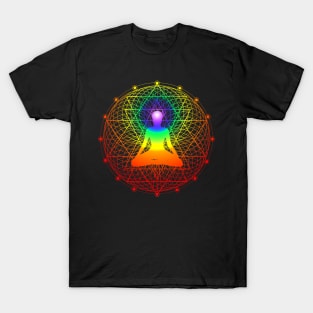 Psychedelic Rainbow Chakra Meditation Mandala T-Shirt